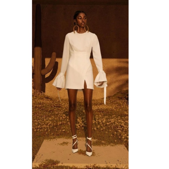 NEW ISRAELLA KOBLA White ZOLA Back Cutout LONG SLEEV Cocktail MINI DRESS 10 - Picture 2 of 16